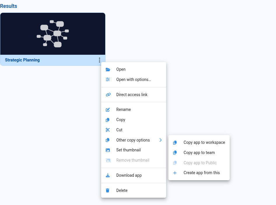 Application actions