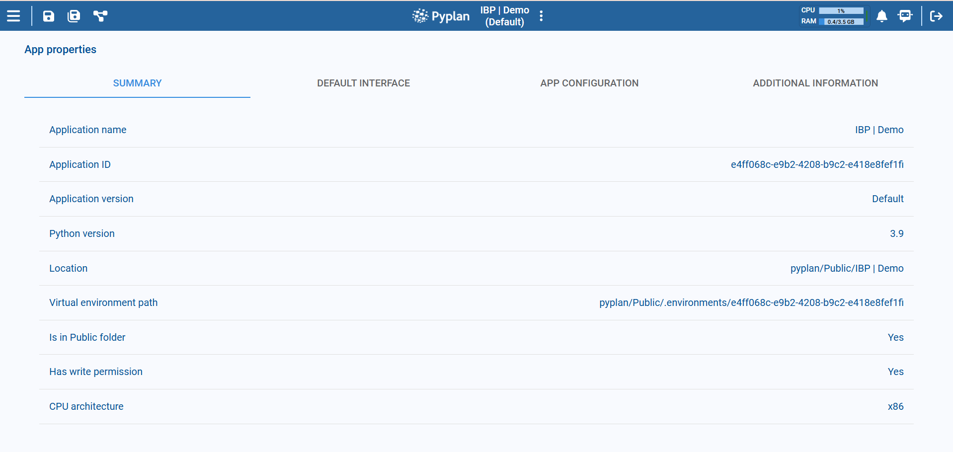 App Properties Summary