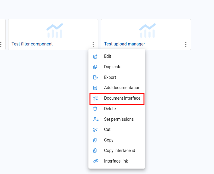 Document interface option in the context menu