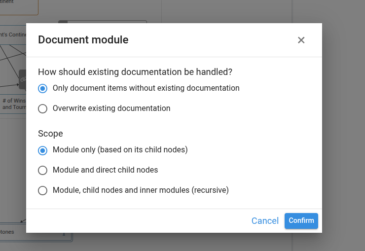 Document module options dialog