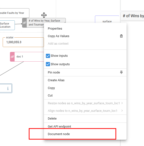 Document options in the node context menu