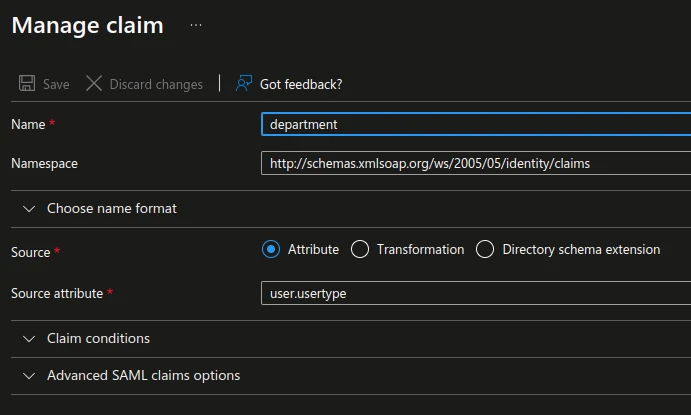 Claims configuration step 3