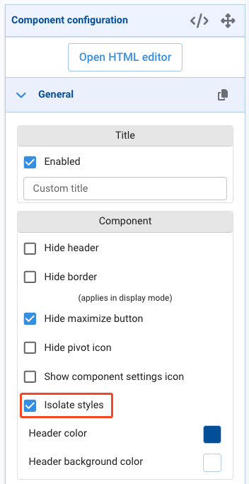 Isolated Styles Option