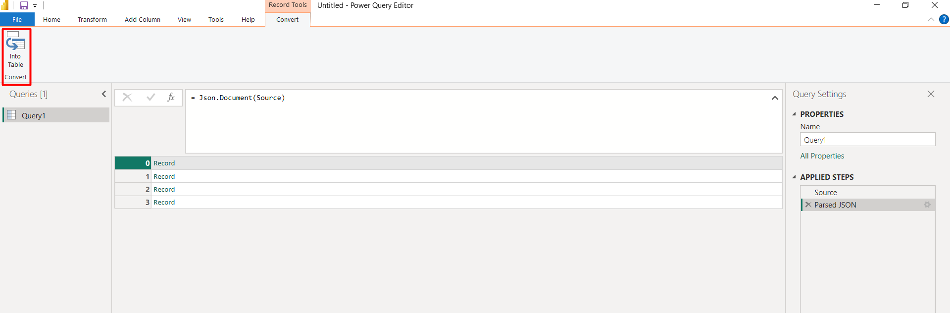 Transform Data into Table
