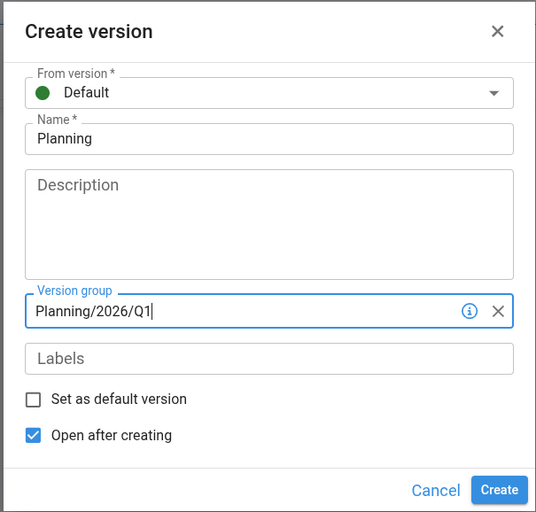 Create Version with Version Group
