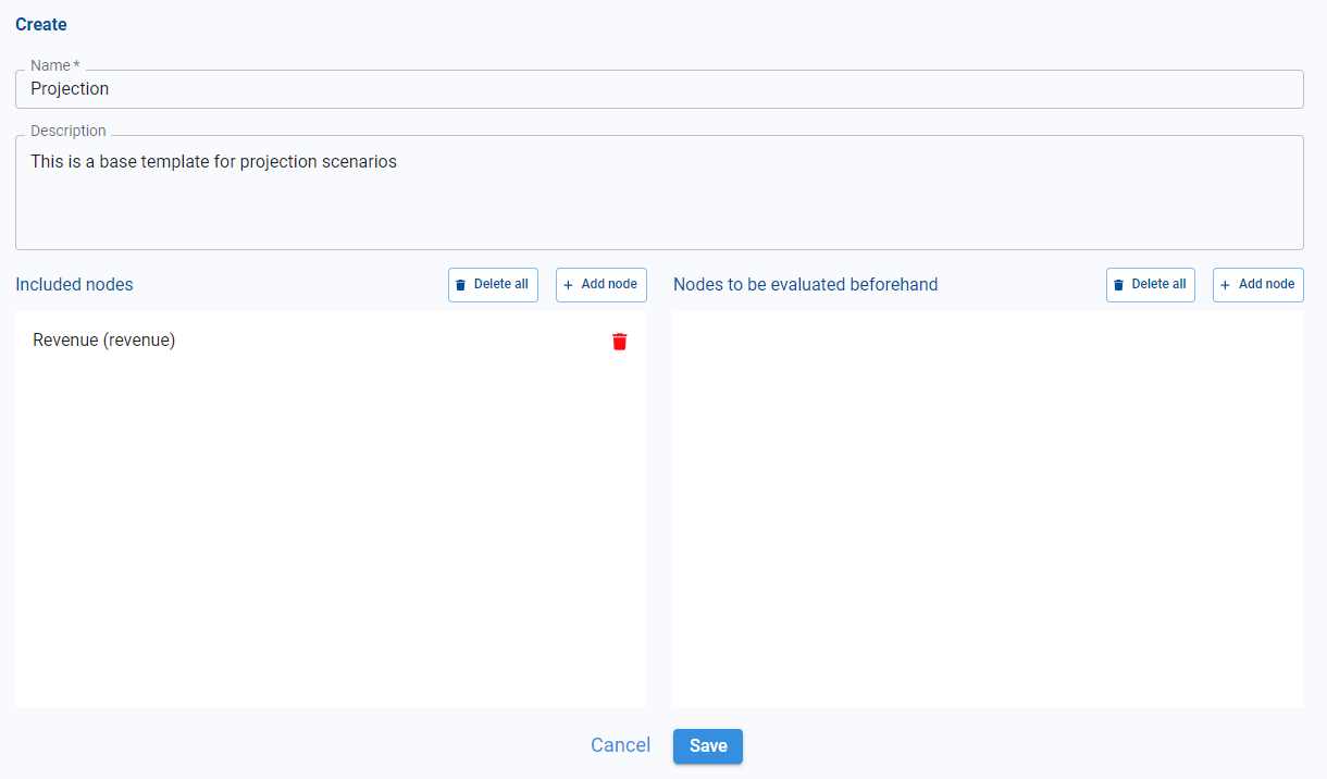 Create Scenario Template