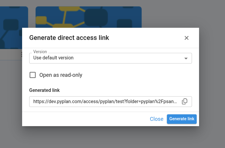 Direct access link dialog