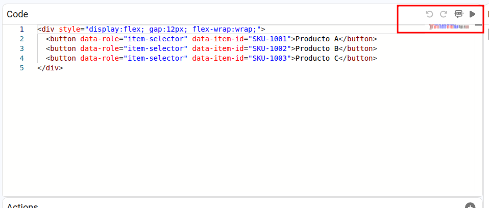 Dynamic HTML Code Widget Actions