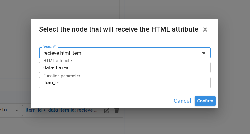 Dynamic HTML Send Attribute To Node