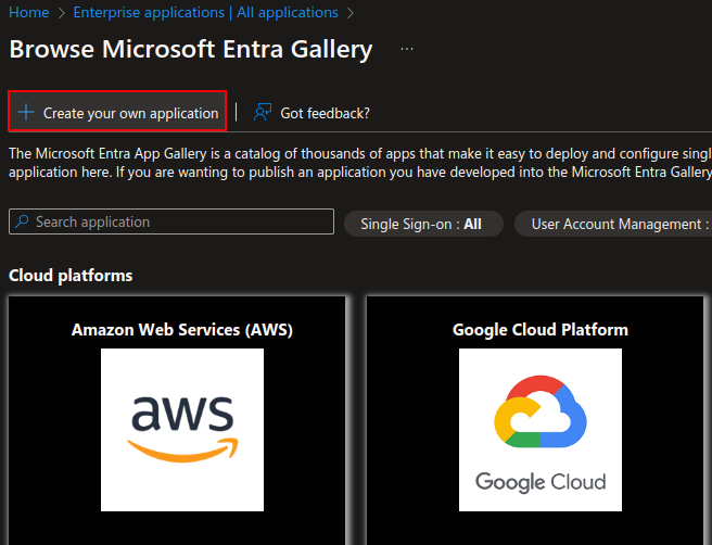 Create new enterprise app