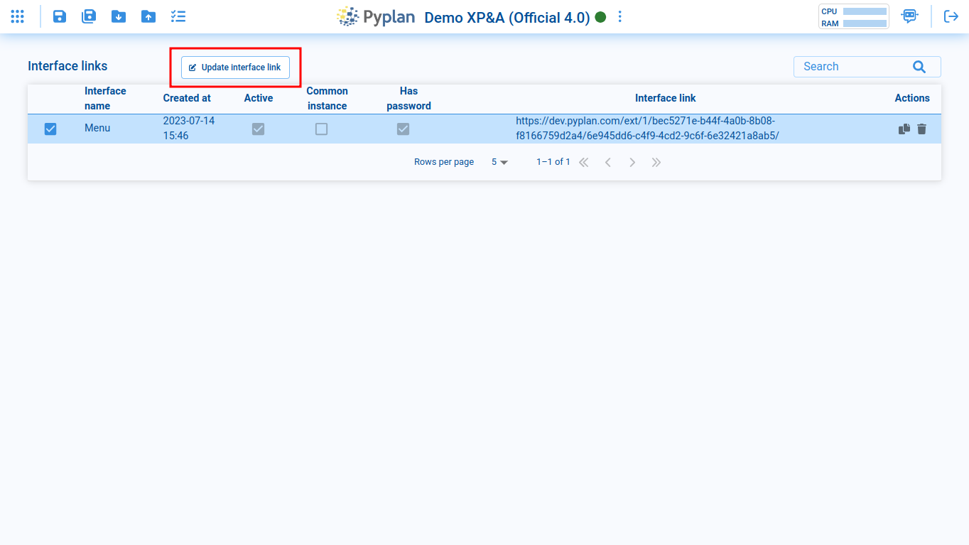 Interface Links Edit