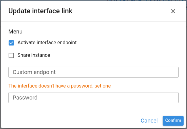 Interface Links Edit Window