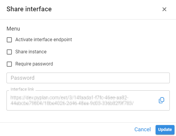 Interface Links Share Window