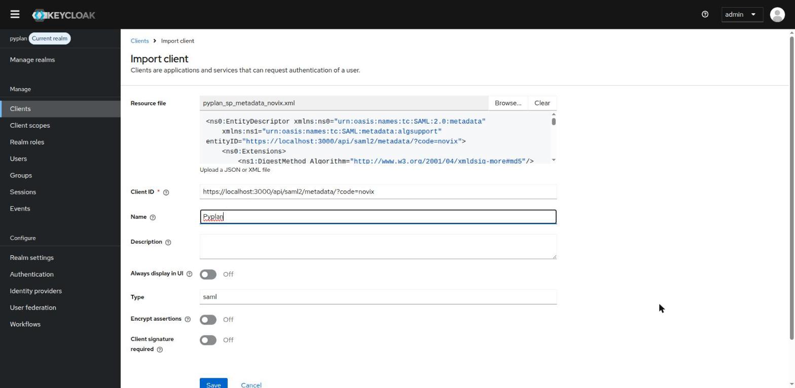 Import the Pyplan metadata file as a new client