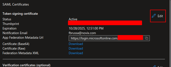 Edit signing option and algorithm
