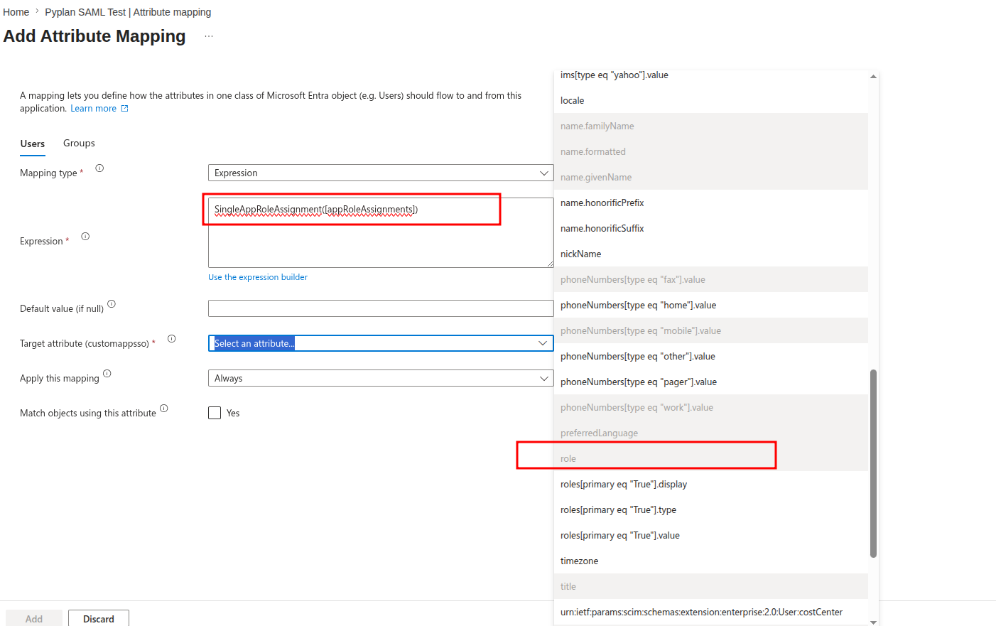 Map the Attribute mapping in Microsoft Entra ID