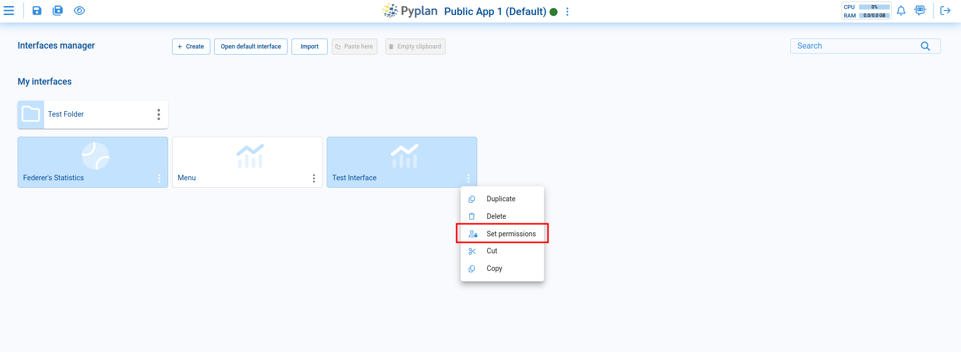 Set Interface Permission
