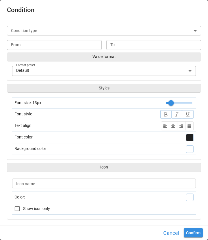 Condition dialog