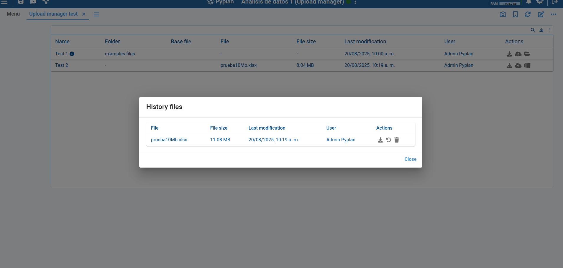 Upload Manager History 2